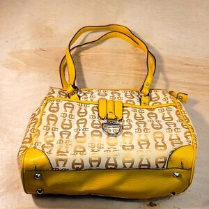 Etienne Aigner Yellow and Cream Shoulder Bag